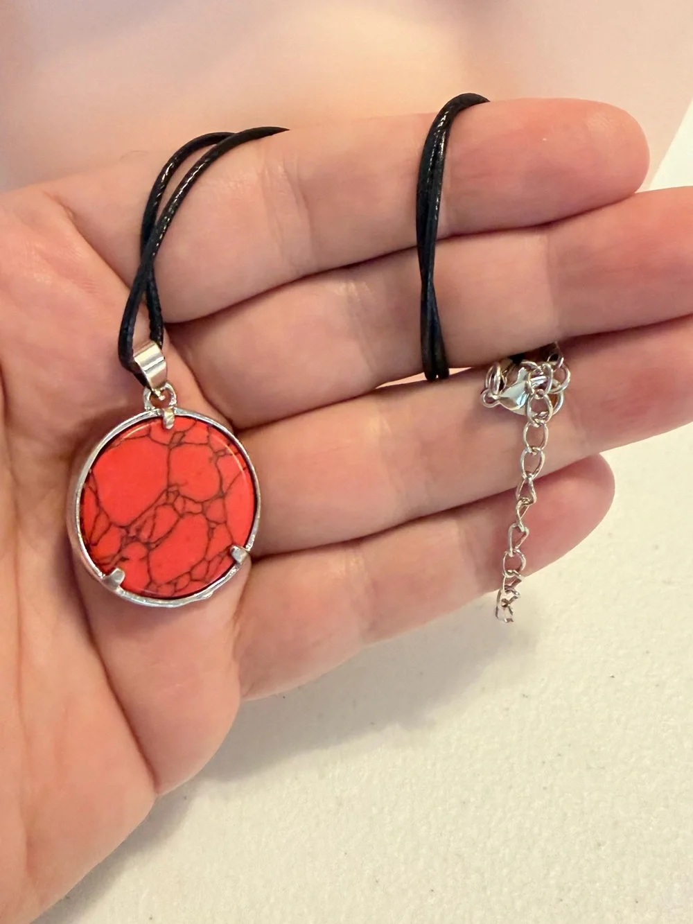 Red & Silver Tree of Life Pendant Necklace.